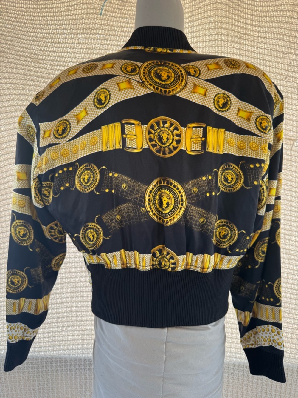 Versus Versace Black and Gold Silk Bomber Jacket - Picture 2 of 16